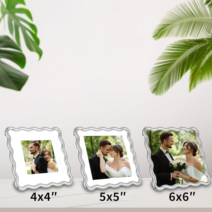 Silver 6x6'' Wave Design Picture Frame - Image 3