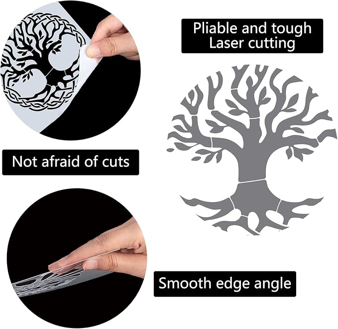 GORGECRAFT 12"X12" Large Tree of Life Templates Round Celtic Triquetra Knot - Image 3