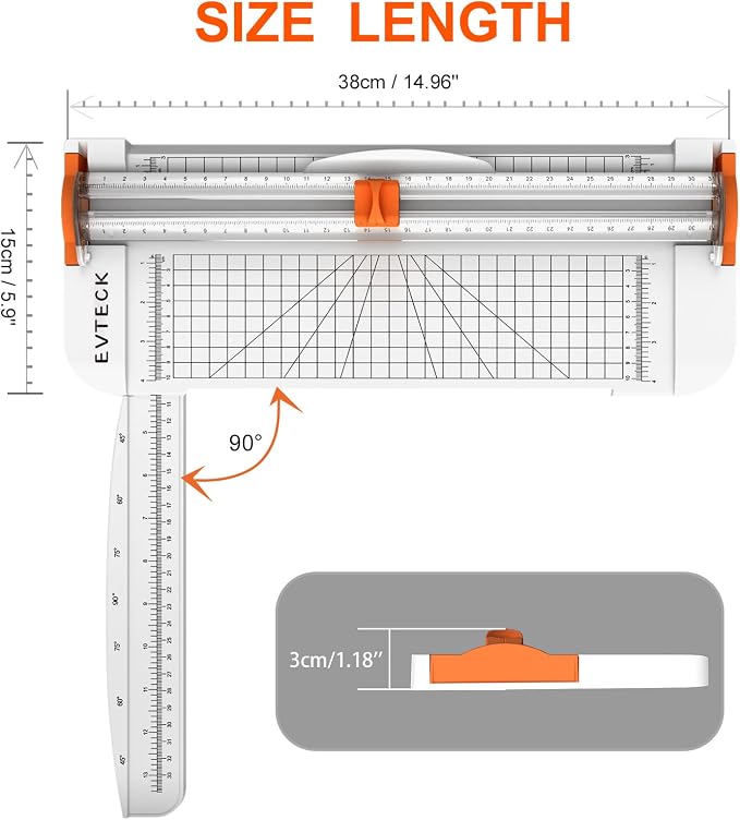 Evteck Paper Cutter 12 Inch Paper Trimmer Slider Crafting Scrapbooking Supplies - Image 2