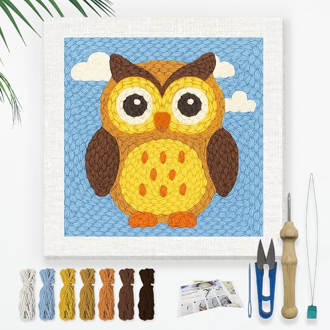 Doodlream Owl Bird DIY Punch Needle Embroidery Kit by Doodlream