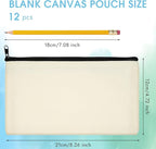 PEASUG Canvas Pencil Pouch, 12 Pack Blank Canvas Zipper Pouch Makeup Bag Bulk - Image 2