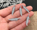 ALIMITOPIA 100pcs Alloy Feather Charms Pendants Easter Angel Wing Feather - Image 3