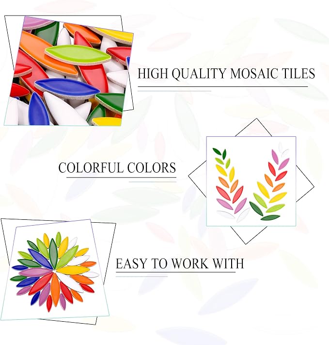 Yoption Petal Mosaic Tiles for Crafts, 500g Flower Leaf Ceramic Mosaic Tiles - Image 6