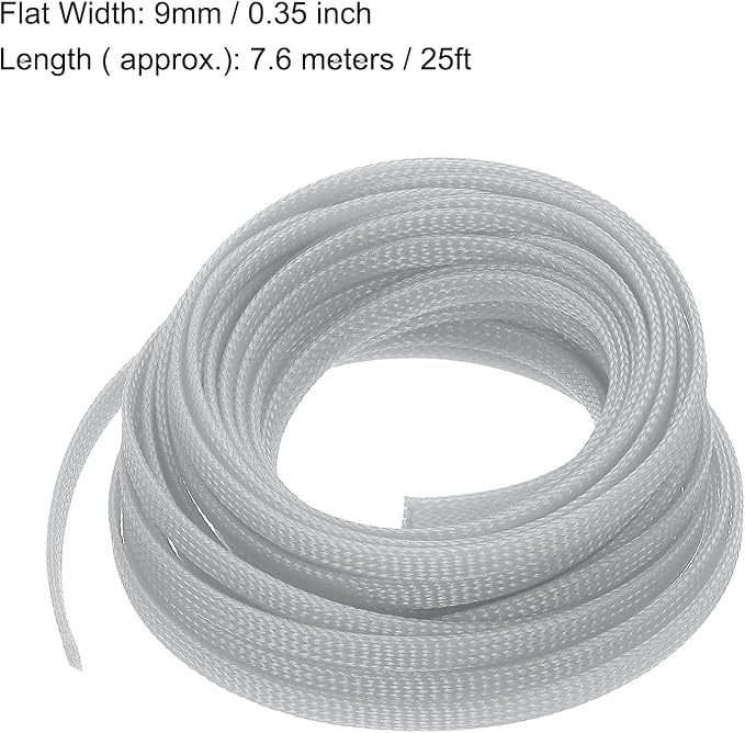 uxcell PET Expandable Sleeving 25ft 1/4" Gray Cable Management Sleeve Cord - Image 3