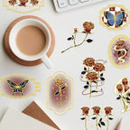 Transparent Flora Scrapbook Stickers Aesthetic Flowers Stickers | Gold Stamp - Image 7