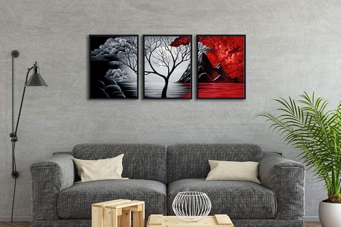 Wieco Art Framed Wall Art the Cloud Tree Wall Art HD print of Oil Paintings - Image 3