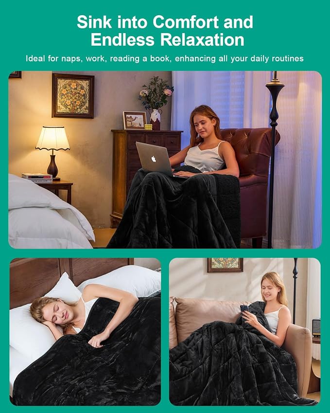 Super Fuzzy Soft Sherpa Fleece Weighted Blanket, 12 lbs Dual Sided Fluffy Heavy - Image 4