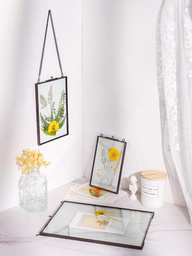 REDHUGO Hanging Pressed Flower Frames, Double Glass Floating Picture Frame - Image 4