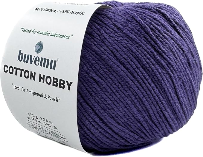 Cotton Hobby Yarn for Amigurumi Crochet & Knitting | 1.76 oz / 180 yds by buvemu