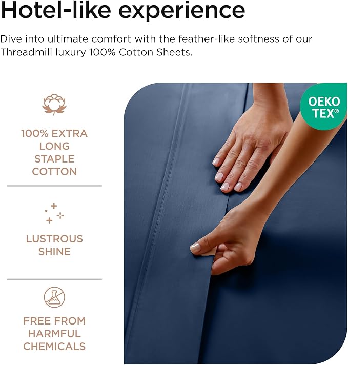 Threadmill Luxury 800 Thread Count Twin 100% Cotton Sheets - Image 3