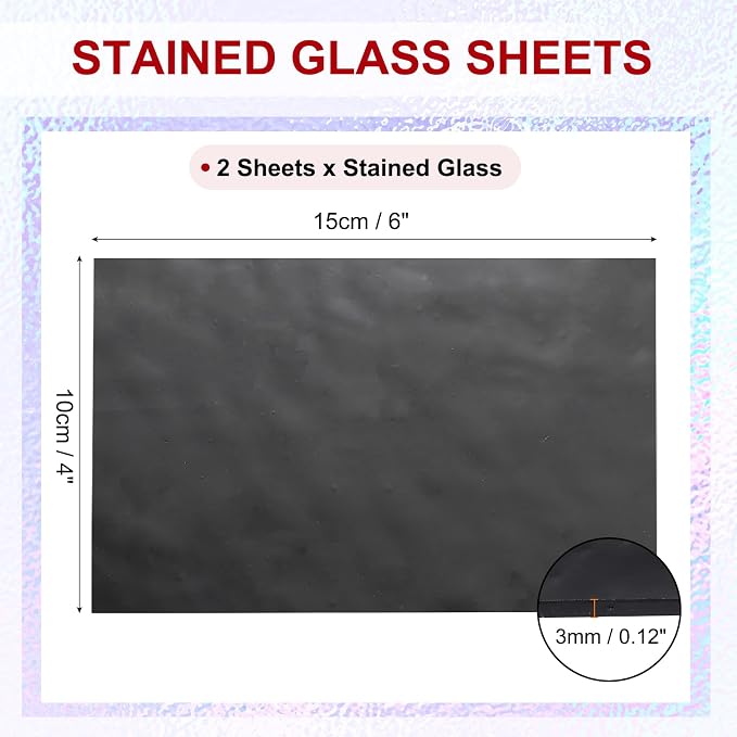 PATIKIL 4 x 6 Inch Stained Glass Sheets, 2 Sheets Mosaic Glass Variety Pack - Image 2