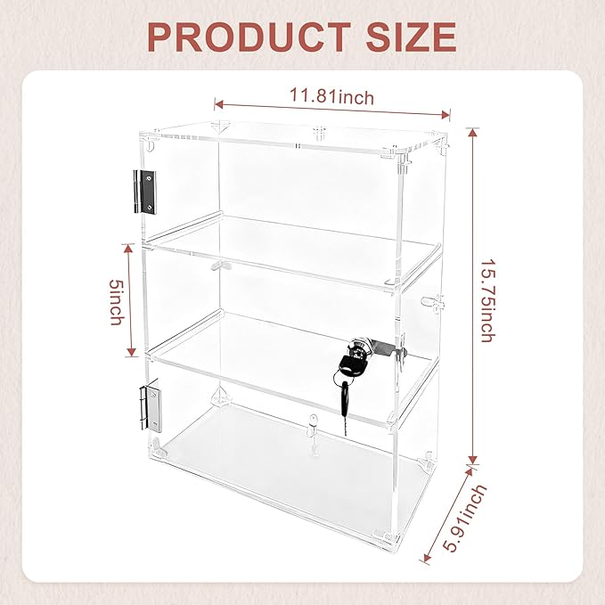 3 Shelf Acrylic Lockable Display Case - Image 2