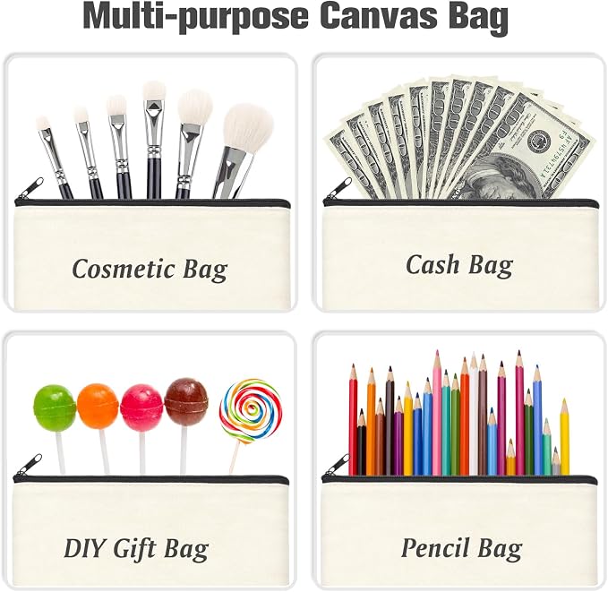 ZeeDix Canvas Zipper Pouch Bulk – 8.3 x 5 Inches Cotton Canvas Pouches - Image 4