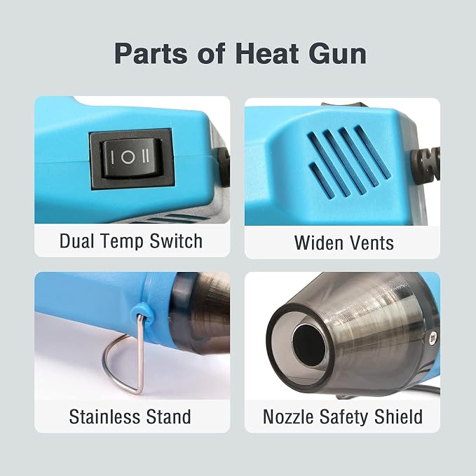 LDK Mini Heat Gun, 300W 2-Temp Settings 392℉ & 662℉ Fast Heat Hot Air Gun - Image 3
