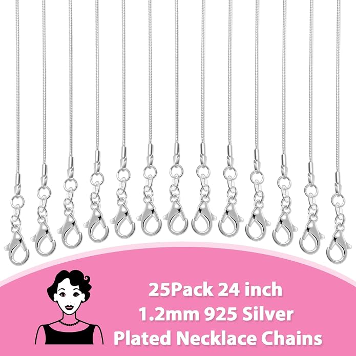 PAXCOO 25 Pack Chains for Jewelry Making, Necklace Chains Bulk Silver Plated - Image 2