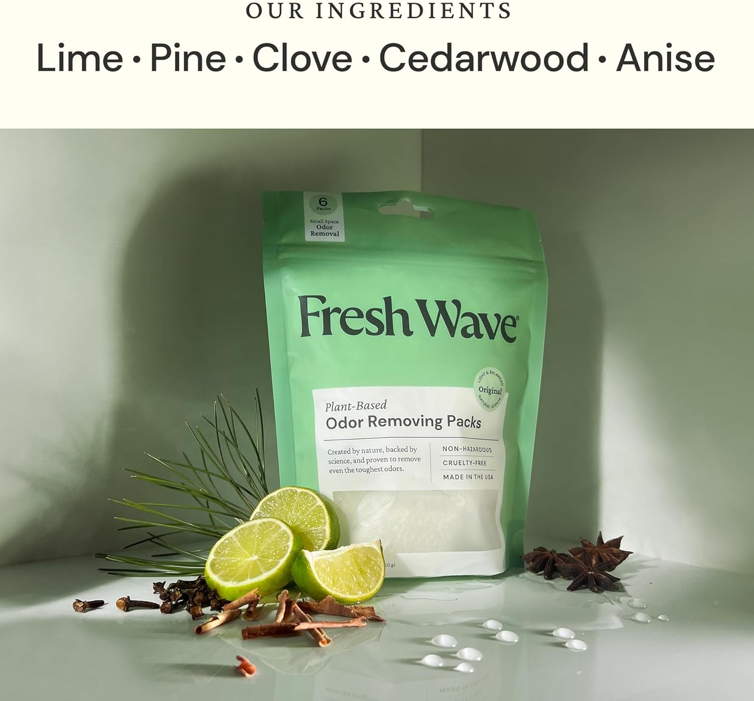 Fresh Wave Odor Eliminating & Deodorizing Packs, Bag of 6 - Safer Odor Relief for Small Spaces, Natural Plant-Based Odor Eliminator, Odor Absorbers for Home