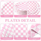 Pickmesh 400 Pcs Pink and White Checkered Party Decorations Set Light Pink - Image 2