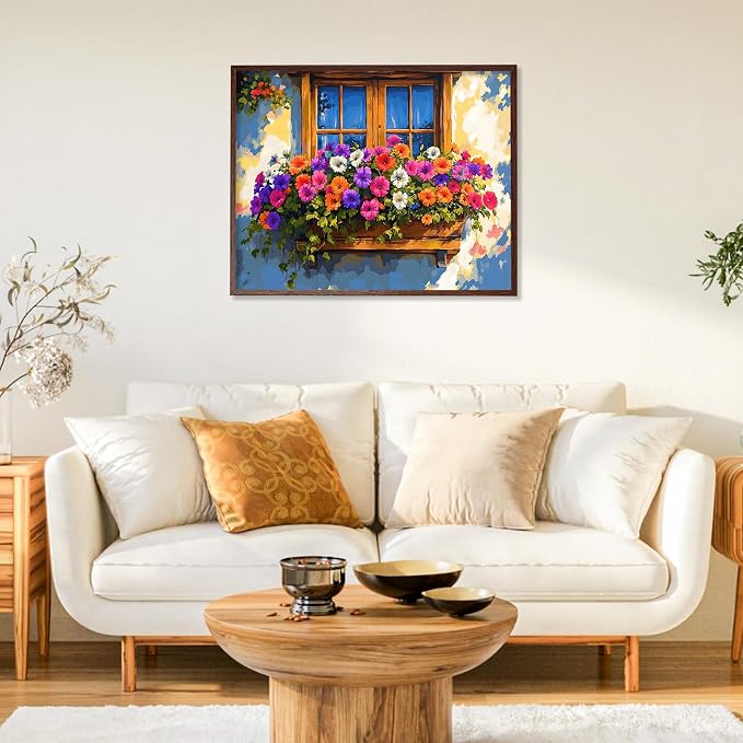 Paint by Numbers Kit for Adults, Flower Window DIY Painting Kit, 16x20 Inch | - Image 2