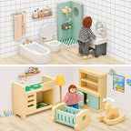 Toyssa Wooden Dollhouse Furniture Set, Pretend Play Toys Birthday Gift - Image 4