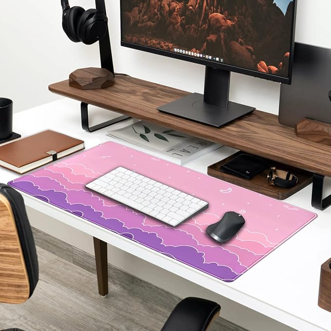 Kawaii Mouse Pad Desk Gaming Accessories Cute Clouds XXL Mouse Pad Pink Anime - Image 4