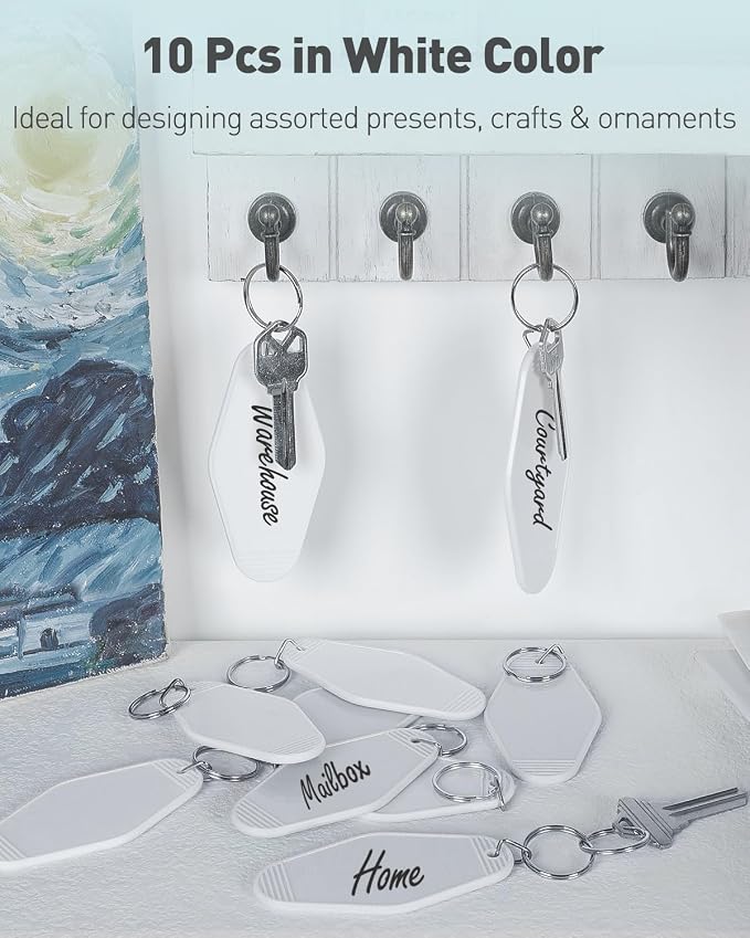 Uniclife 10 Pcs Blank Hotel Keychain Tags, Vintage Motel Keychain - Image 2