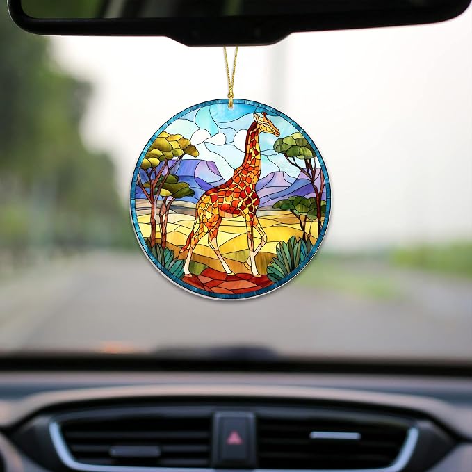 Giraffe Christmas Ornament, Giraffe Faux Stained Glass Decor, Gift Exchange - Image 5