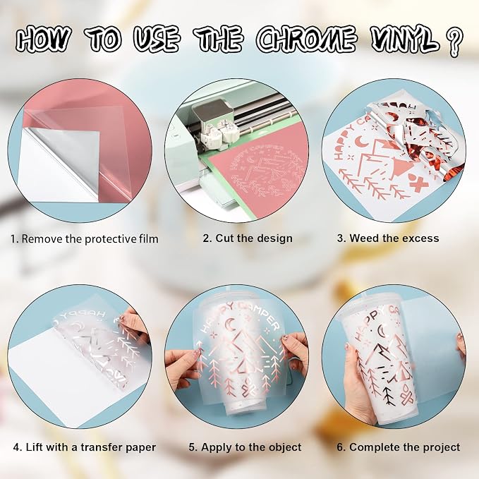 Vinyl Frog Chrome Mirror Rose Gold Craft Vinyl – Glossy Adhesive Permanent - Image 4