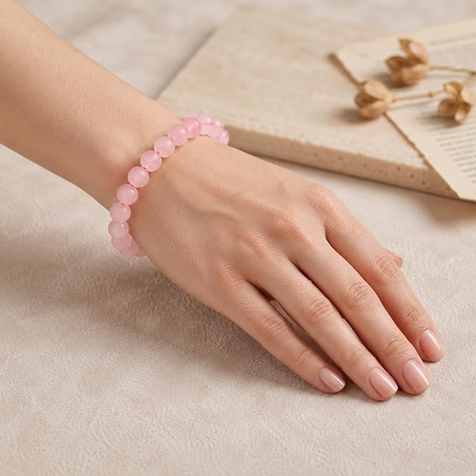 48pcs Natural Matte Pink Quartz Gemstone Beads，8mm Frosted Round Loose Stone - Image 6
