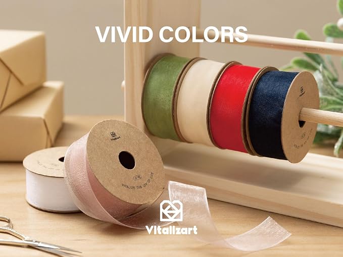 Vitalizart Ivory Cream Ribbon Organza Sheer Ribbon 1 inch x 30Yd Handmade - Image 6