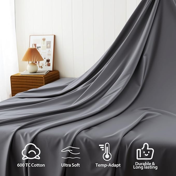 Cotton Flat Sheets Only, 600 TC 100% Cotton Flat Sheet Top Sheet Only, King - Image 4