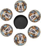 Drink Coaster Set of 6, Bulldog Dog Mom Lover Gift, Leather Drink Coasters - Image 5
