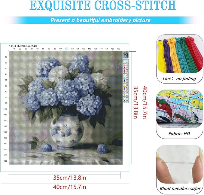 KYOQFVN Flowers Stamped Cross Stitch Kits - Image 2