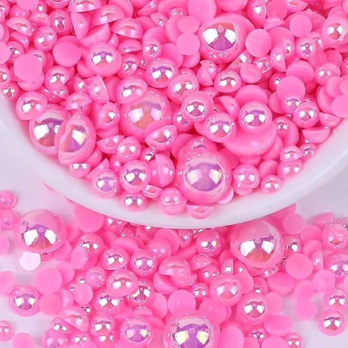 2000PCS AB Color Imitation Half Round Pearls Bead Loose Beads Gems, Mixed Sizes by UYTRDVG