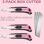 3-Pack Box Cutter, 18mm Wide Blade Utility Knife Retractable, Exacto Knife - Image 3