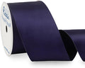 Ribbli Navy Double Faced Satin Wired Ribbon 2.5 Inch Navy Christmas Ribbon by Ribbli