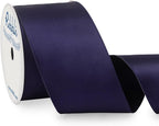 Ribbli Navy Double Faced Satin Wired Ribbon 2.5 Inch Navy Christmas Ribbon by Ribbli