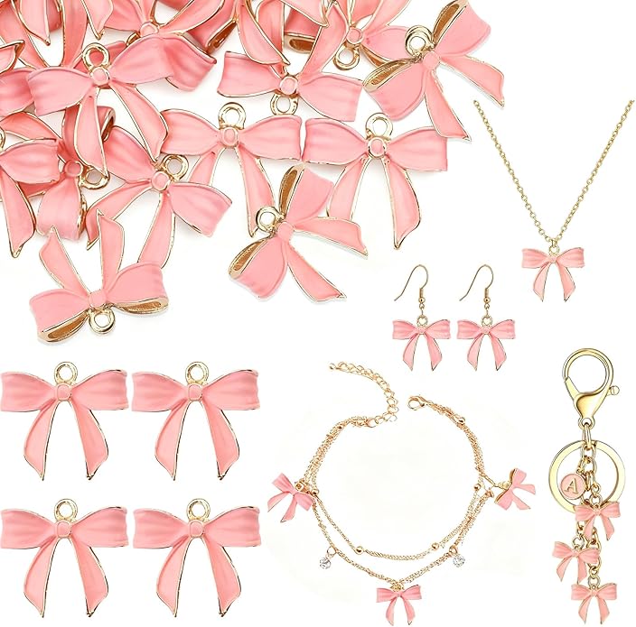 Bow Charms for Bracelet Jewelry Making Cute Bracelet Charms | 18Pcs, Bow Charms by Unknown