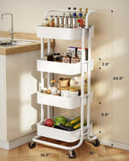 Pipishell 4 Tier Rolling Cart, Metal Utility Cart - Image 2