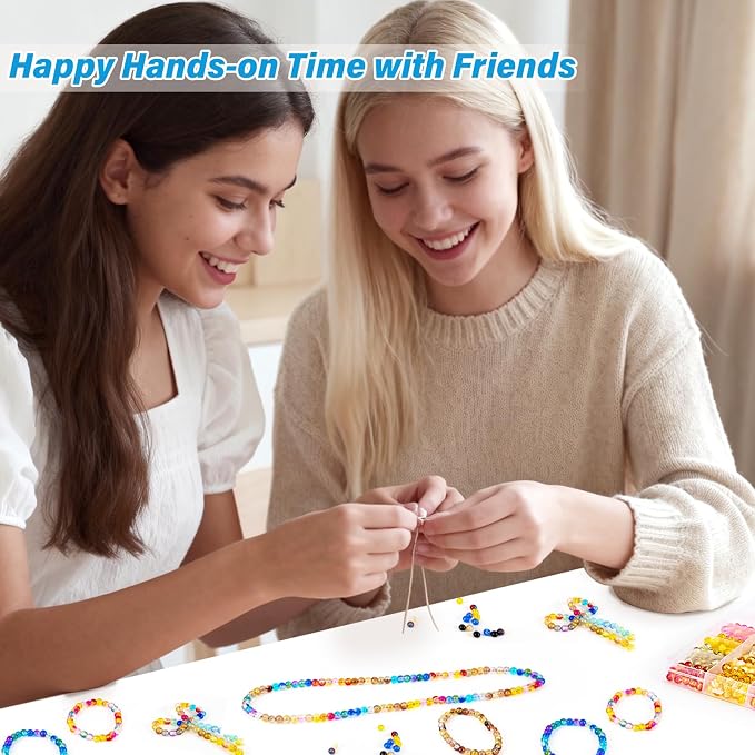 XSEINO About 1200pcs 6mm Crack Glass Beads Bracelet Making Kit, 24 Style Crack - Image 5