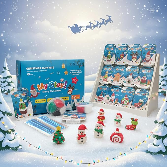 Air Dry Clay for Kids, 12 Christmas Modeling Clay DIY Model Magic Clay Kit by OpenairComfort