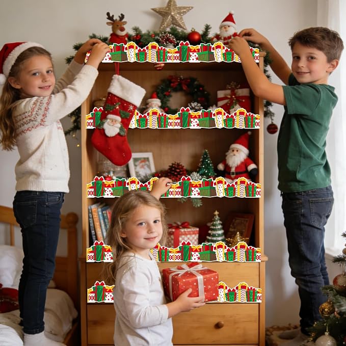 69 Feet Christmas Gift Box Border Red Green Bulletin Board Border Trim - Image 6