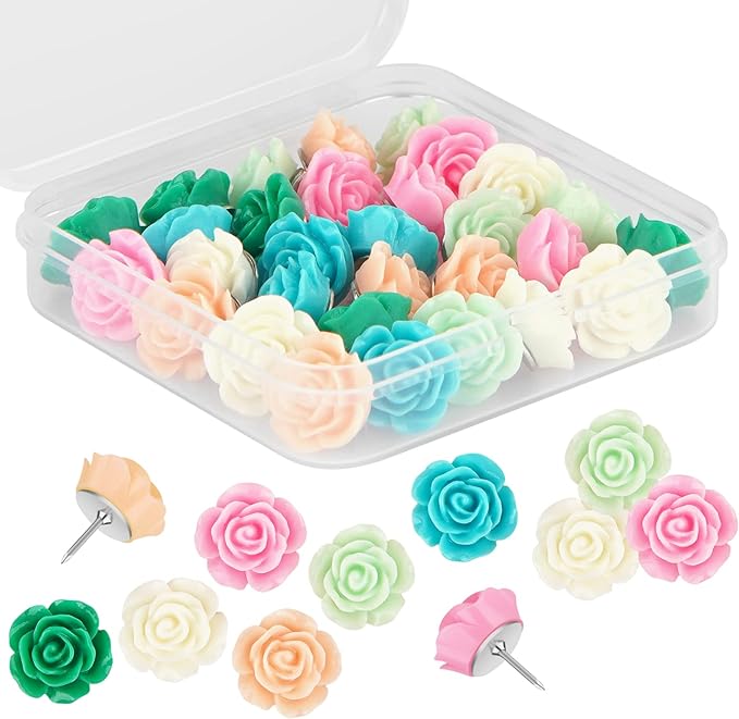 Cuttte 30pcs Decorative Flower Push Pins by Cuttte