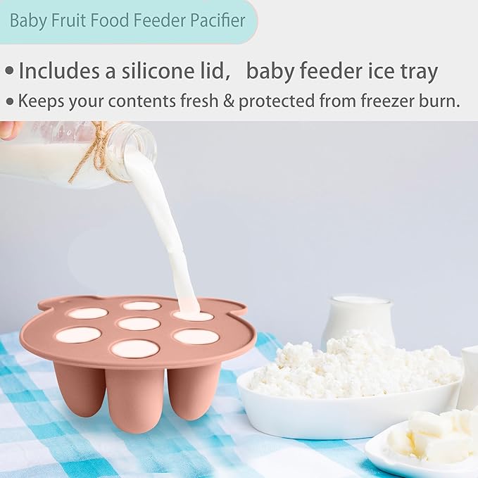 Baby Food Storage Containers & Teething Toys Set - Silicone Feeder Tray for Babies 3-18 Months, Breastmilk Popsicle Molds, Pacifier Holder