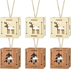 6 pcs 2 Styles Christmas Splicing Theme Undyed Wooden Cutout Charms Square by Gythara