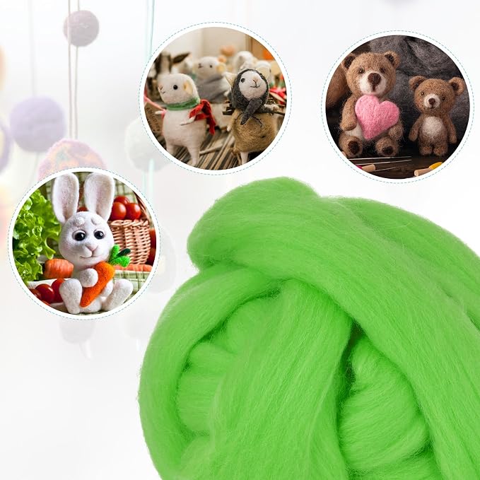 uxcell Needle Felting Wool, 8.5 Oz Nature Fibre Wool Yarn Roving - Image 4