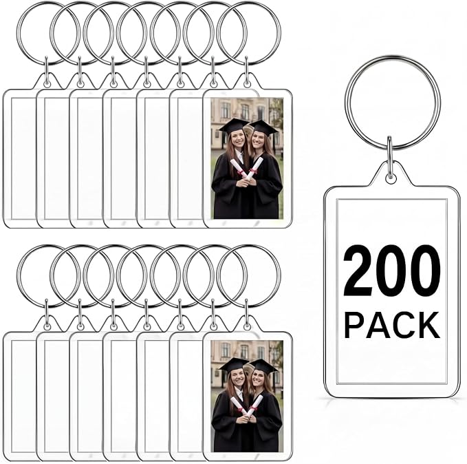 Yaomiao Acrylic Photo Frame Keychain Holder Photo Picture Insert Blank Keyring by Yaomiao