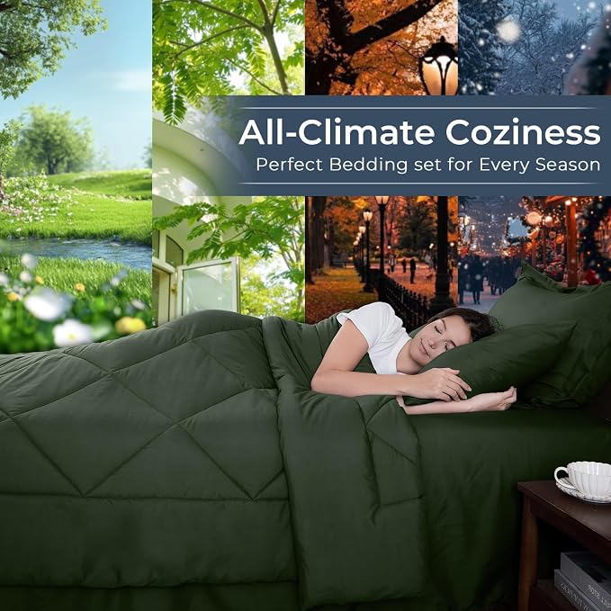 HEVUMYI Army Green Twin Comforter Set - Image 3