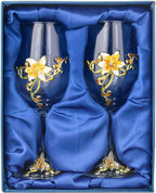 Simcat Handmade Painted Enamel Flower Glass Wine Glasses Transparent Refined - Image 2