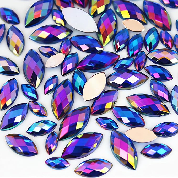 1000Pcs Crystal AB Horse Eye Rhinestones Glitter Gems Flatback Acrylic by UYTRDVG