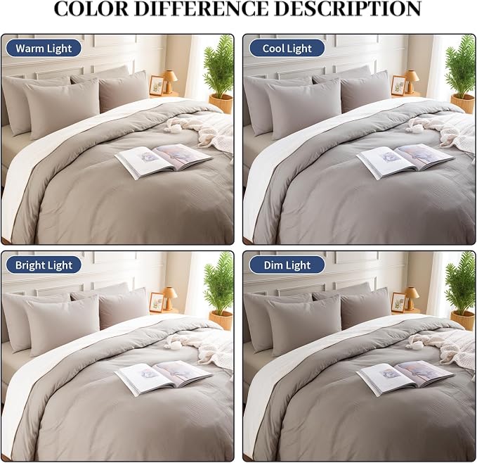 NEXHOME PRO Duvet Cover Set Kids Twin Size Linen Look Textured Organic Natural - Image 2